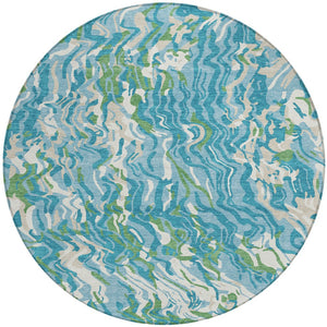 Homeroots 3' Beige Brown And Ivory Abstract Washable Area Rug For Indoor Or Outdoor Comfort And Style 8' Round Polyester 600320