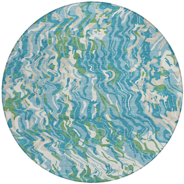 Homeroots 3' Beige Brown And Ivory Abstract Washable Area Rug For Indoor Or Outdoor Comfort And Style 8' Round Polyester 600320