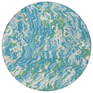 Homeroots 3' Beige Brown And Ivory Abstract Washable Area Rug For Indoor Or Outdoor Comfort And Style 8' Round Polyester 600320