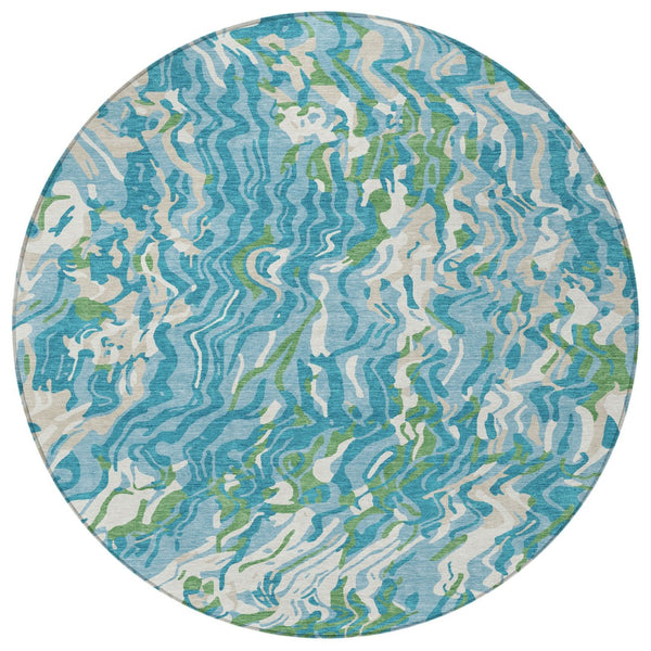 Homeroots 3' Beige Brown And Ivory Abstract Washable Area Rug For Indoor Or Outdoor Comfort And Style 8' Round Polyester 600320