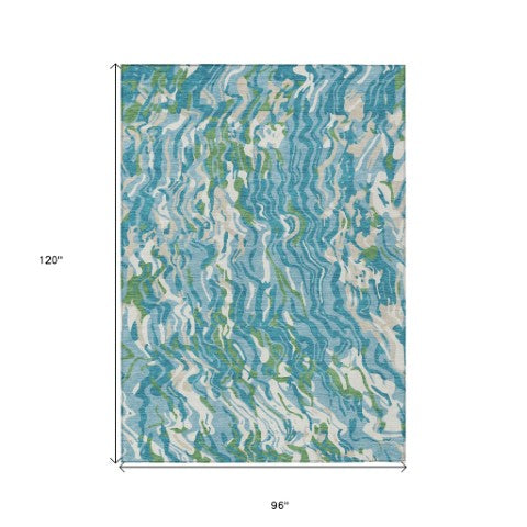 Homeroots 3' Beige Brown And Ivory Abstract Washable Area Rug For Indoor Or Outdoor Comfort And Style 8' X 10' Polyester 600321