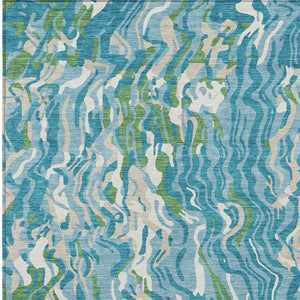 Homeroots 3' Beige Brown And Ivory Abstract Washable Area Rug For Indoor Or Outdoor Comfort And Style 9' X 12' Polyester 600322