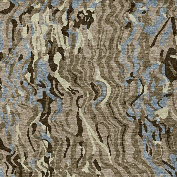 Homeroots 3' Beige Brown And Ivory Abstract Washable Area Rug For Indoor Or Outdoor Comfort And Style 3' X 5' Polyester 600324