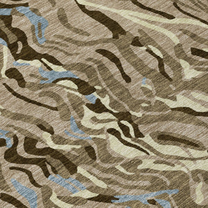 Homeroots 3' Beige Brown And Ivory Abstract Washable Area Rug For Indoor Or Outdoor Comfort And Style 8' Round Polyester 600326