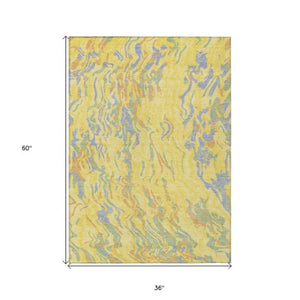 Homeroots 3' Beige Brown And Ivory Abstract Washable Area Rug For Indoor Or Outdoor Comfort And Style 3' X 5' Polyester 600330