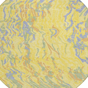 Homeroots 3' Beige Brown And Ivory Abstract Washable Area Rug For Indoor Or Outdoor Comfort And Style 8' Round Polyester 600332