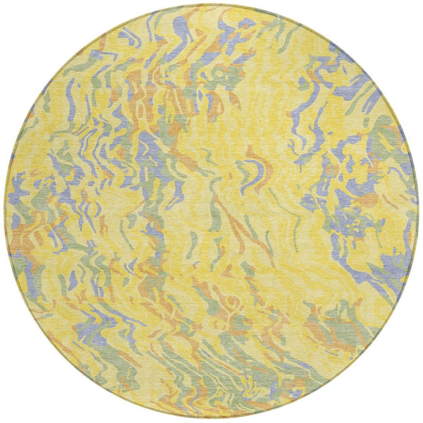 Homeroots 3' Beige Brown And Ivory Abstract Washable Area Rug For Indoor Or Outdoor Comfort And Style 8' Round Polyester 600332