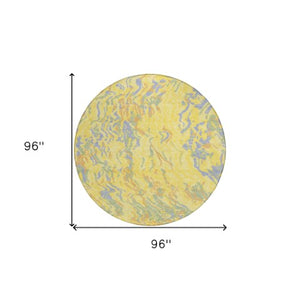 Homeroots 3' Beige Brown And Ivory Abstract Washable Area Rug For Indoor Or Outdoor Comfort And Style 8' Round Polyester 600332