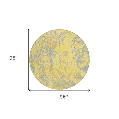 Homeroots 3' Beige Brown And Ivory Abstract Washable Area Rug For Indoor Or Outdoor Comfort And Style 8' Round Polyester 600332