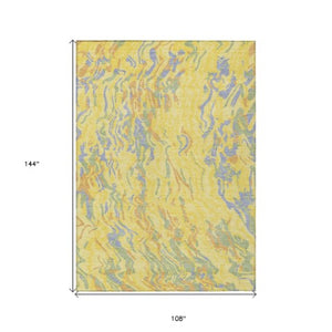 Homeroots 3' Beige Brown And Ivory Abstract Washable Area Rug For Indoor Or Outdoor Comfort And Style 9' X 12' Polyester 600334