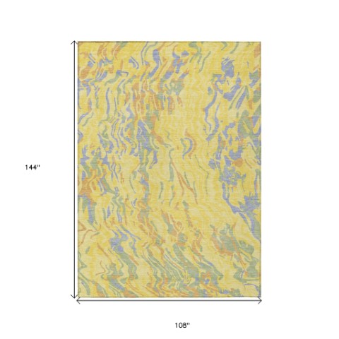 Homeroots 3' Beige Brown And Ivory Abstract Washable Area Rug For Indoor Or Outdoor Comfort And Style 9' X 12' Polyester 600334