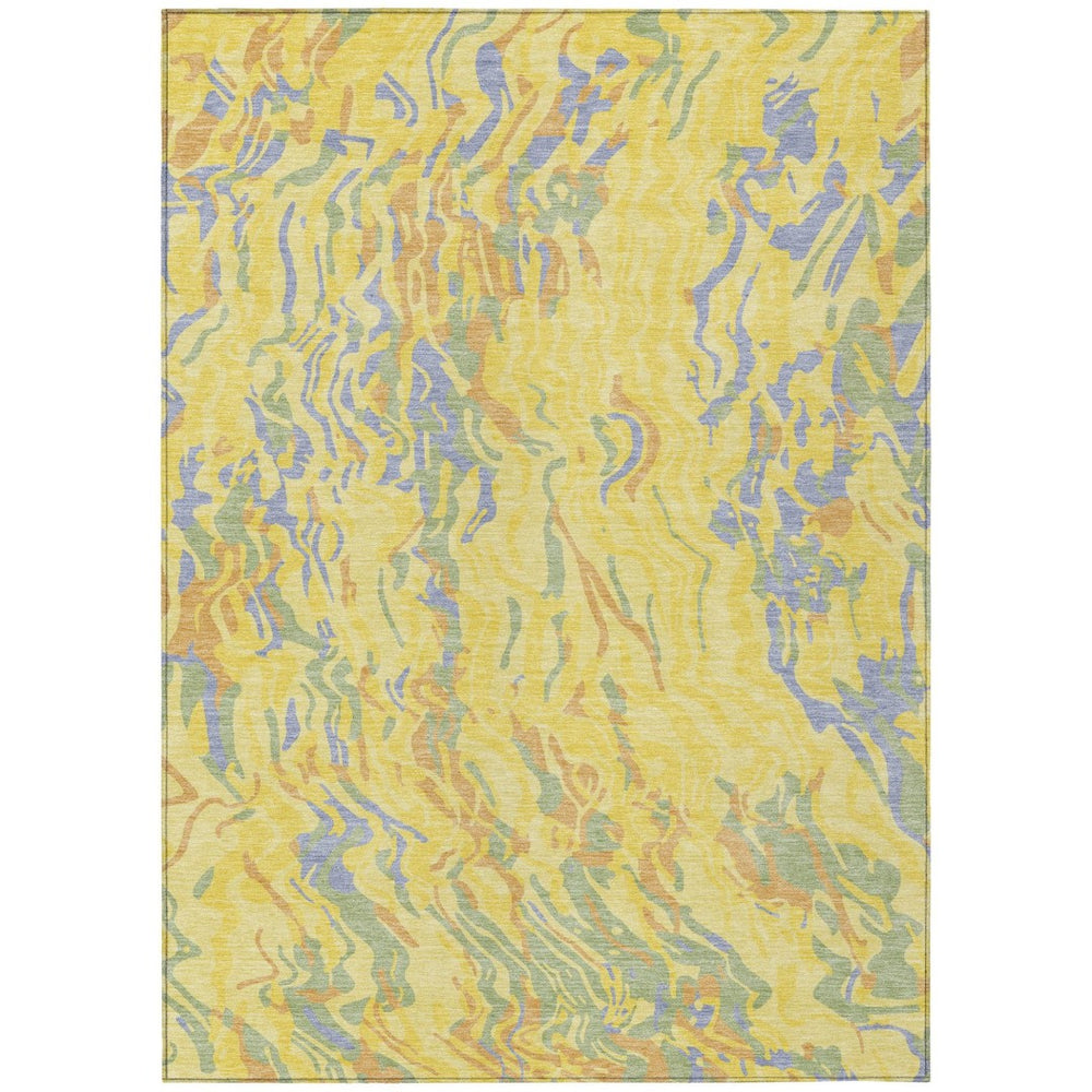 HomeRoots 9' Washable Abstract Area Rug in Yellow, Purple & Green - Perfect for Indoor/Outdoor Spaces! 600334