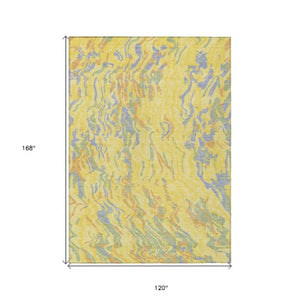 Homeroots 3' Beige Brown And Ivory Abstract Washable Area Rug For Indoor Or Outdoor Comfort And Style 10' X 14' Polyester 600335