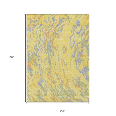 Homeroots 3' Beige Brown And Ivory Abstract Washable Area Rug For Indoor Or Outdoor Comfort And Style 10' X 14' Polyester 600335