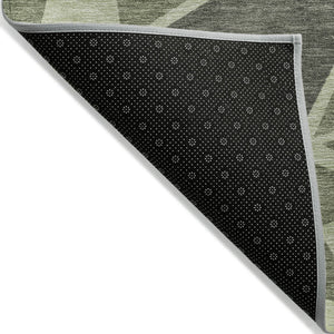 Homeroots 3' Stylish Geometric Artichoke Green And Aqua Washable Area Rug For Indoor And Outdoor Spaces 8' X 10' Polyester 600339