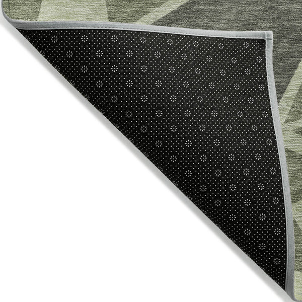 Homeroots 3' Stylish Geometric Artichoke Green And Aqua Washable Area Rug For Indoor And Outdoor Spaces 10' X 14' Polyester 600341