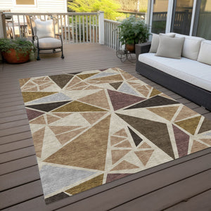 Homeroots 3' Stylish Geometric Artichoke Green And Aqua Washable Area Rug For Indoor And Outdoor Spaces 3' X 5' Polyester 600342