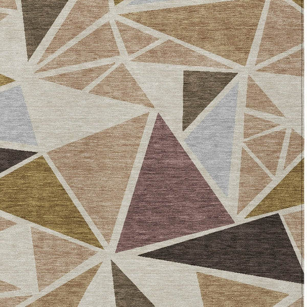 Homeroots 3' Stylish Geometric Artichoke Green And Aqua Washable Area Rug For Indoor And Outdoor Spaces 5' X 8' Polyester 600343