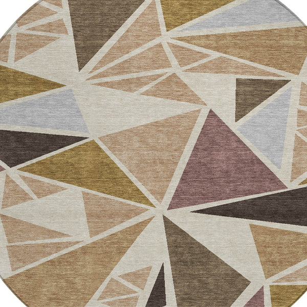 Homeroots 3' Stylish Geometric Artichoke Green And Aqua Washable Area Rug For Indoor And Outdoor Spaces 8' Round Polyester 600344