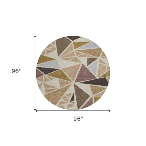 Homeroots 3' Stylish Geometric Artichoke Green And Aqua Washable Area Rug For Indoor And Outdoor Spaces 8' Round Polyester 600344