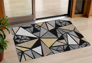 Homeroots 3' Stylish Geometric Artichoke Green And Aqua Washable Area Rug For Indoor And Outdoor Spaces 3' X 5' Polyester 600348