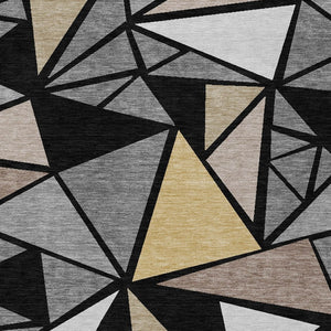 Homeroots 3' Stylish Geometric Artichoke Green And Aqua Washable Area Rug For Indoor And Outdoor Spaces 3' X 5' Polyester 600348