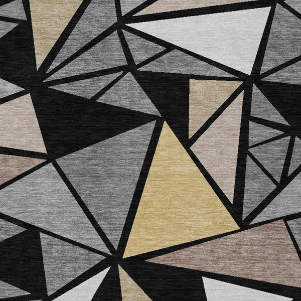 Homeroots 3' Stylish Geometric Artichoke Green And Aqua Washable Area Rug For Indoor And Outdoor Spaces 5' X 8' Polyester 600349