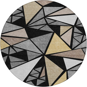 Homeroots 3' Stylish Geometric Artichoke Green And Aqua Washable Area Rug For Indoor And Outdoor Spaces 8' Round Polyester 600350