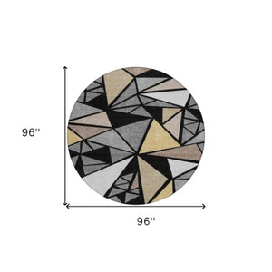 Homeroots 3' Stylish Geometric Artichoke Green And Aqua Washable Area Rug For Indoor And Outdoor Spaces 8' Round Polyester 600350