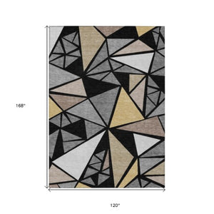 Homeroots 3' Stylish Geometric Artichoke Green And Aqua Washable Area Rug For Indoor And Outdoor Spaces 10' X 14' Polyester 600353