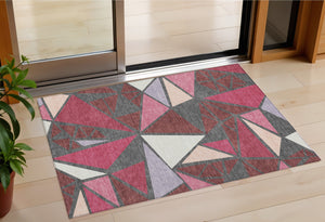 Homeroots 3' Stylish Geometric Artichoke Green And Aqua Washable Area Rug For Indoor And Outdoor Spaces 3' X 5' Polyester 600354