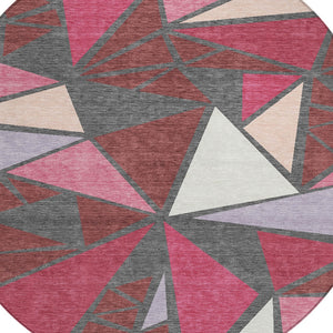 Homeroots 3' Stylish Geometric Artichoke Green And Aqua Washable Area Rug For Indoor And Outdoor Spaces 8' Round Polyester 600356