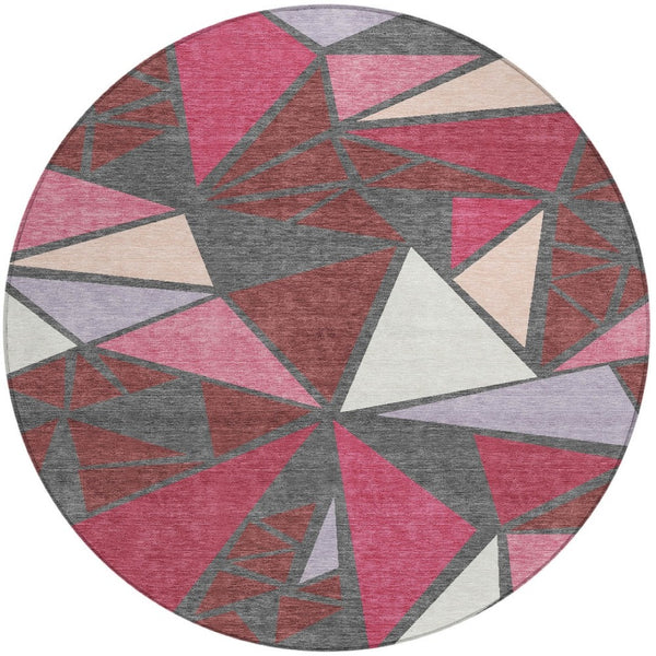 Homeroots 3' Stylish Geometric Artichoke Green And Aqua Washable Area Rug For Indoor And Outdoor Spaces 8' Round Polyester 600356