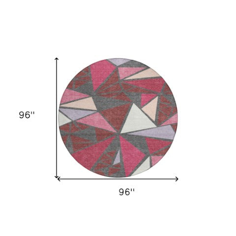 Homeroots 3' Stylish Geometric Artichoke Green And Aqua Washable Area Rug For Indoor And Outdoor Spaces 8' Round Polyester 600356