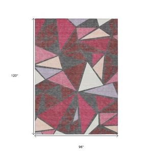 Homeroots 3' Stylish Geometric Artichoke Green And Aqua Washable Area Rug For Indoor And Outdoor Spaces 8' X 10' Polyester 600357