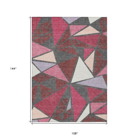 Homeroots 3' Stylish Geometric Artichoke Green And Aqua Washable Area Rug For Indoor And Outdoor Spaces 9' X 12' Polyester 600358