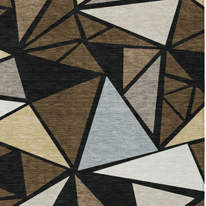 Homeroots 3' Stylish Geometric Artichoke Green And Aqua Washable Area Rug For Indoor And Outdoor Spaces 5' X 8' Polyester 600361