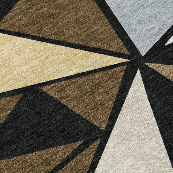 Homeroots 3' Stylish Geometric Artichoke Green And Aqua Washable Area Rug For Indoor And Outdoor Spaces 5' X 8' Polyester 600361