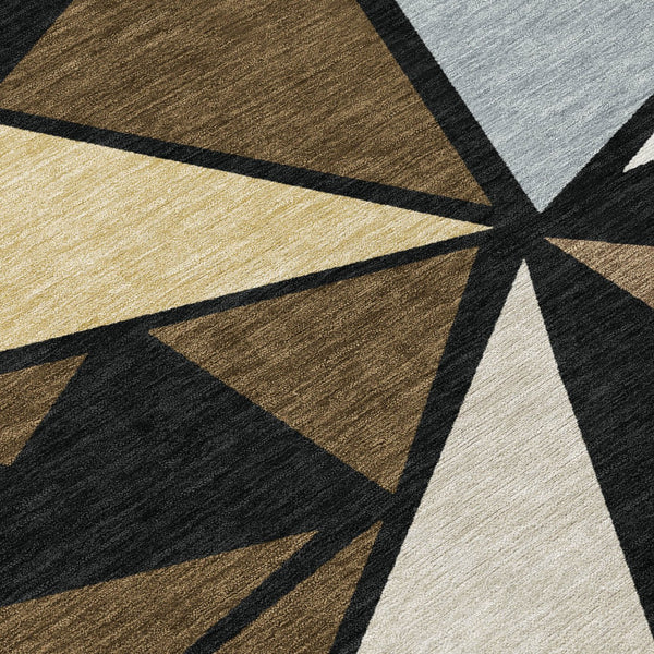 Homeroots 3' Stylish Geometric Artichoke Green And Aqua Washable Area Rug For Indoor And Outdoor Spaces 8' Round Polyester 600362