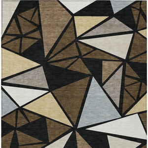 Homeroots 3' Stylish Geometric Artichoke Green And Aqua Washable Area Rug For Indoor And Outdoor Spaces 8' X 10' Polyester 600363