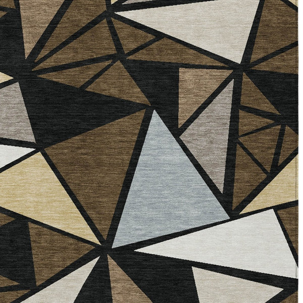 Homeroots 3' Stylish Geometric Artichoke Green And Aqua Washable Area Rug For Indoor And Outdoor Spaces 8' X 10' Polyester 600363