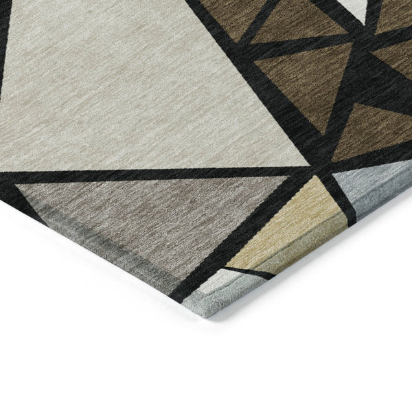 Homeroots 3' Stylish Geometric Artichoke Green And Aqua Washable Area Rug For Indoor And Outdoor Spaces 9' X 12' Polyester 600364