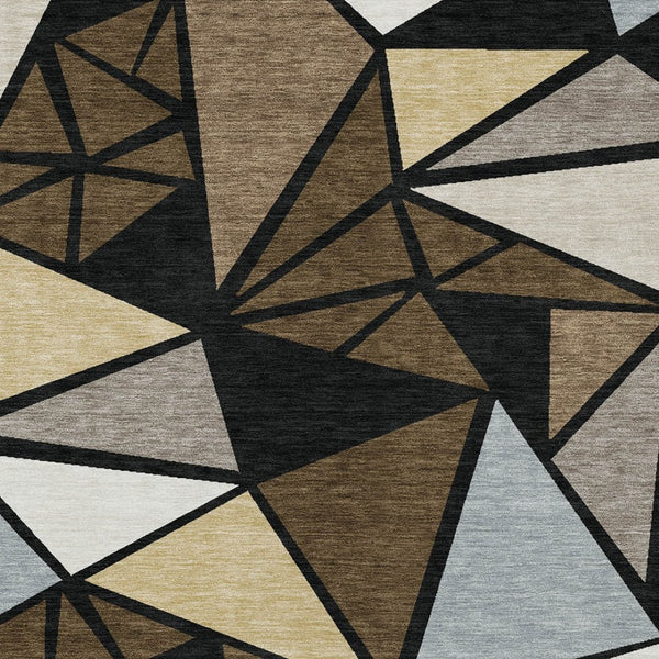 Homeroots 3' Stylish Geometric Artichoke Green And Aqua Washable Area Rug For Indoor And Outdoor Spaces 9' X 12' Polyester 600364