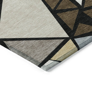 Homeroots 3' Stylish Geometric Artichoke Green And Aqua Washable Area Rug For Indoor And Outdoor Spaces 10' X 14' Polyester 600365