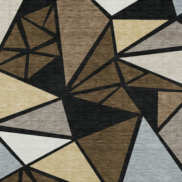 Homeroots 3' Stylish Geometric Artichoke Green And Aqua Washable Area Rug For Indoor And Outdoor Spaces 10' X 14' Polyester 600365