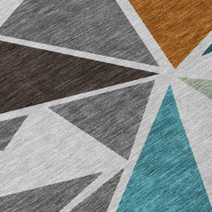 Homeroots 3' Stylish Geometric Artichoke Green And Aqua Washable Area Rug For Indoor And Outdoor Spaces 8' Round Polyester 600368