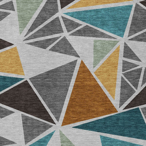 Homeroots 3' Stylish Geometric Artichoke Green And Aqua Washable Area Rug For Indoor And Outdoor Spaces 8' X 10' Polyester 600369