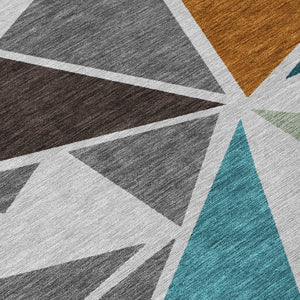 Homeroots 3' Stylish Geometric Artichoke Green And Aqua Washable Area Rug For Indoor And Outdoor Spaces 9' X 12' Polyester 600370