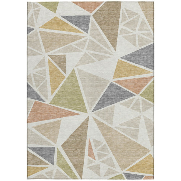 Homeroots 3' Stylish Geometric Artichoke Green And Aqua Washable Area Rug For Indoor And Outdoor Spaces 3' X 5' Polyester 600372