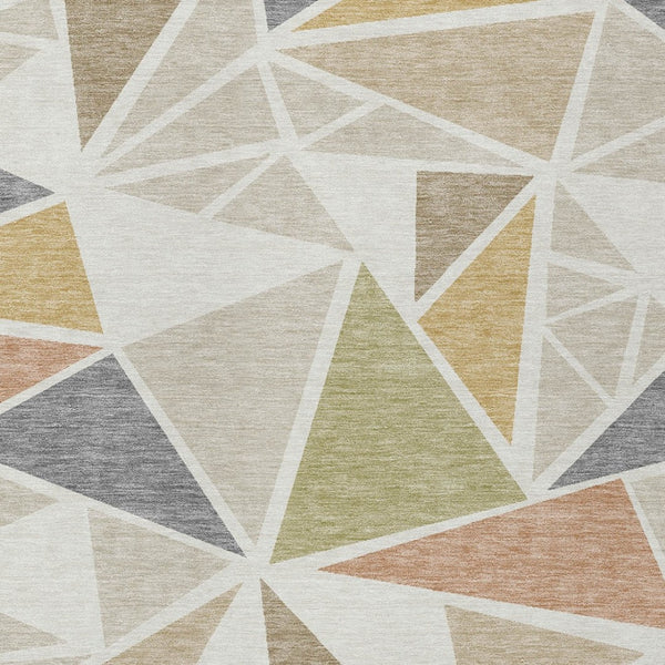 Homeroots 3' Stylish Geometric Artichoke Green And Aqua Washable Area Rug For Indoor And Outdoor Spaces 3' X 5' Polyester 600372